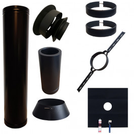 Set EPDM BLACK Ø130mm DINAK met nisbus en dakbevestigingsbeugel | 123rookkanaal
