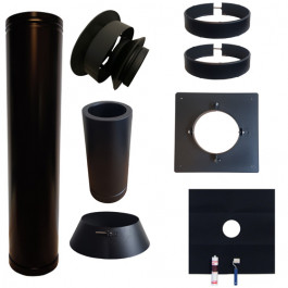 Set EPDM BLACK Ø130mm DINAK met nisbus en vloersteun | 123rookkanaal