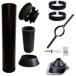 Set EPDM BLACK ejot Ø130mm DINAK met nisbus en dakbevestigingsbeugel | 123rookkanaal
