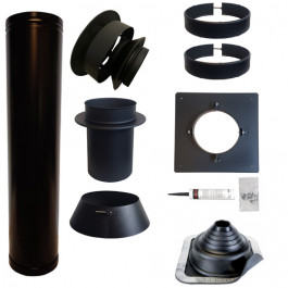 Set EPDM BLACK ejot Ø130mm DINAK met verloop EW-DW en vloersteun | 123rookkanaal