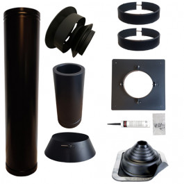 Set EPDM BLACK ejot Ø130mm DINAK met nisbus en vloersteun | 123rookkanaal