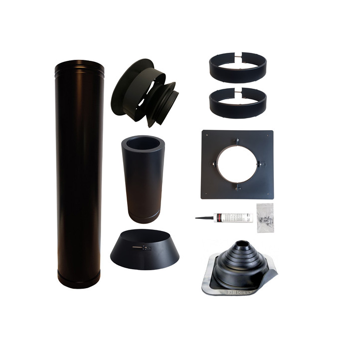 Set EPDM BLACK ejot Ø130mm DINAK met nisbus en vloersteun | 123rookkanaal