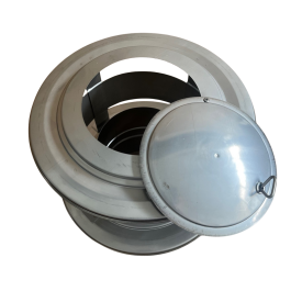 Trekkap met veegluik voor flexibel of enkelwandig RVS rookkanaal Ø130mm | 123rookkanaal