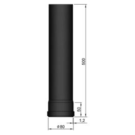 rookkanaal enkelwandig L:50 cm Ø80mm pelletkachel | 123rookkanaal