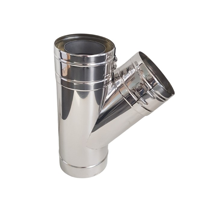 Hagemann & Machmer V3 DW T-stuk 45 graden dubbelwandig rookkanaal Ø130mm | 123rookkanaal