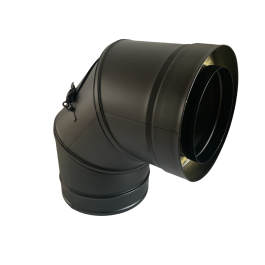 DINAK DW Black bocht met luik 90 graden dubbelwandig rookkanaal Ø130mm | 123rookkanaal