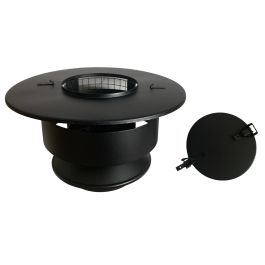DINAK DW Black trekkap dubbelwandig Ø180mm (gaas + veegluik) | 123rookkanaal