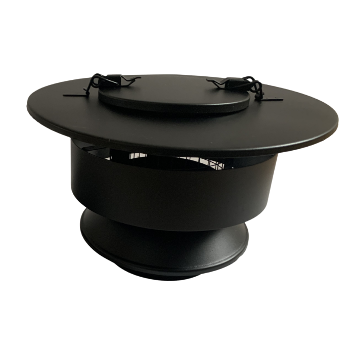 DINAK DW Black trekkap dubbelwandig Ø200mm (gaas + veegluik) | 123rookkanaal