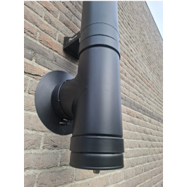 DINAK DW Black T-stuk deksel met condensuitloop Ø150mm | 123rookkanaal