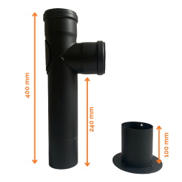 rookkanaal enkelwandig verstelbaar T-stuk Ø100mm pelletkachel | 123rookkanaal