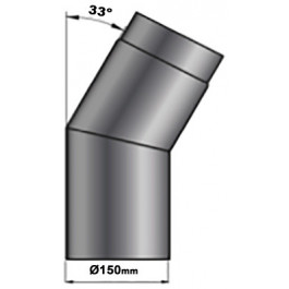 Kachelpijp enkelwandig bocht 33 graden Ø150mm | 123rookkanaal