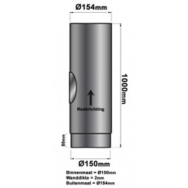 Kachelpijp enkelwandig met luik L:1m Ø150mm | 123rookkanaal