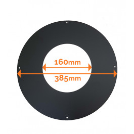 DINAK DW Wand / plafondrozet PLAT ZWART dubbelwandig rookkanaal Ø100mm | 123rookkanaal