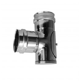 RVS pelletpijp enkelwandig T-stuk met luik F/F Ø80mm