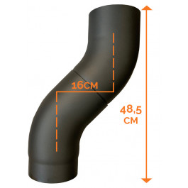 Kachelpijp enkelwandig bocht 45 graden Ø150mm design | 123rookkanaal