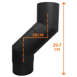 Kachelpijp enkelwandig bocht 45 graden Ø130mm | 123rookkanaal