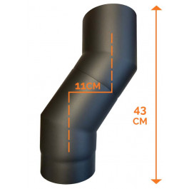 Kachelpijp enkelwandig bocht 33 graden Ø150mm | 123rookkanaal