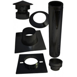 set plat dak ZWART ø150mm type I.T.P+ (G70) | 123rookkanaal