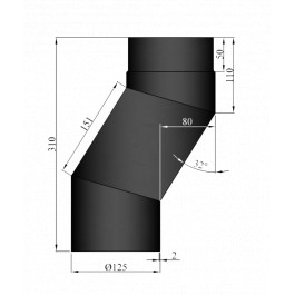 Kachelpijp enkelwandig versleping van 8cm Ø125mm | 123rookkanaal