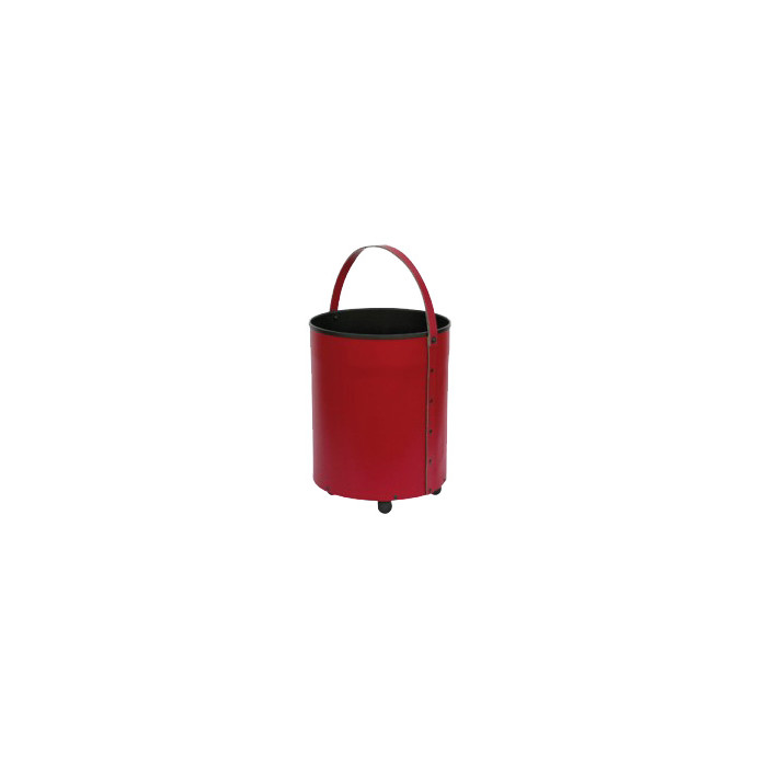 rood lederen houtmand op wieltjes | 123rookkanaal