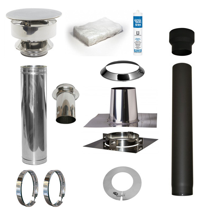 Set sauna met plat dak Ø115mm | 123rookkanaal