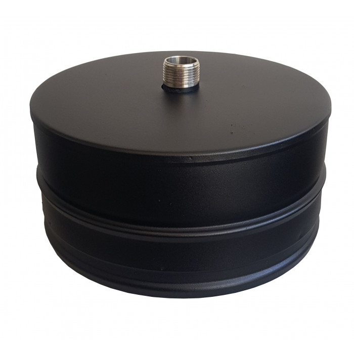 DINAK DW Black T-stuk deksel met condensuitloop Ø150mm | 123rookkanaal
