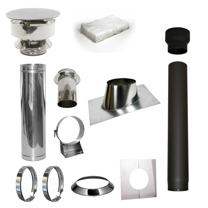 Set sauna met schuindakdoorvoer Ø115mm | 123rookkanaal
