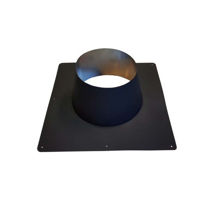 Plat dakdoorvoer BLACK 0-5 graden passend voor dubbelwandig Ø150mm | 123rookkanaal