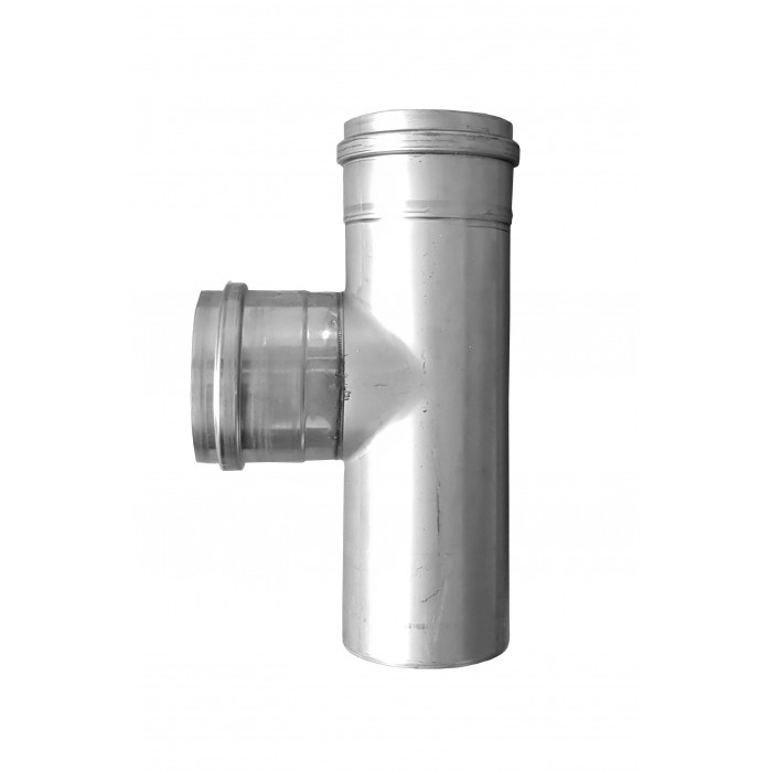 RVS pelletpijp enkelwandig T-stuk met mof F/F Ø80mm | 123rookkanaal