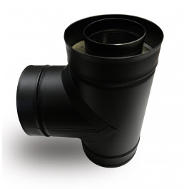 DINAK DW Black pellet T-stuk dubbelwandig rookkanaal Ø100mm | 123rookkanaal