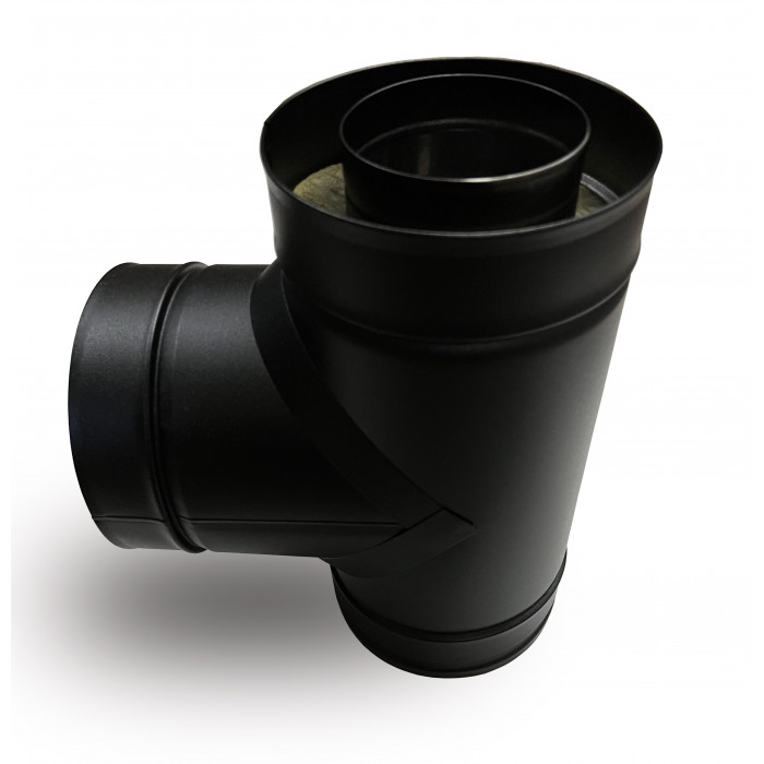 DINAK DW Black pellet T-stuk dubbelwandig rookkanaal Ø100mm | 123rookkanaal