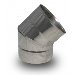 RVS enkelwandig rookkanaal bocht 45 graden Ø125mm