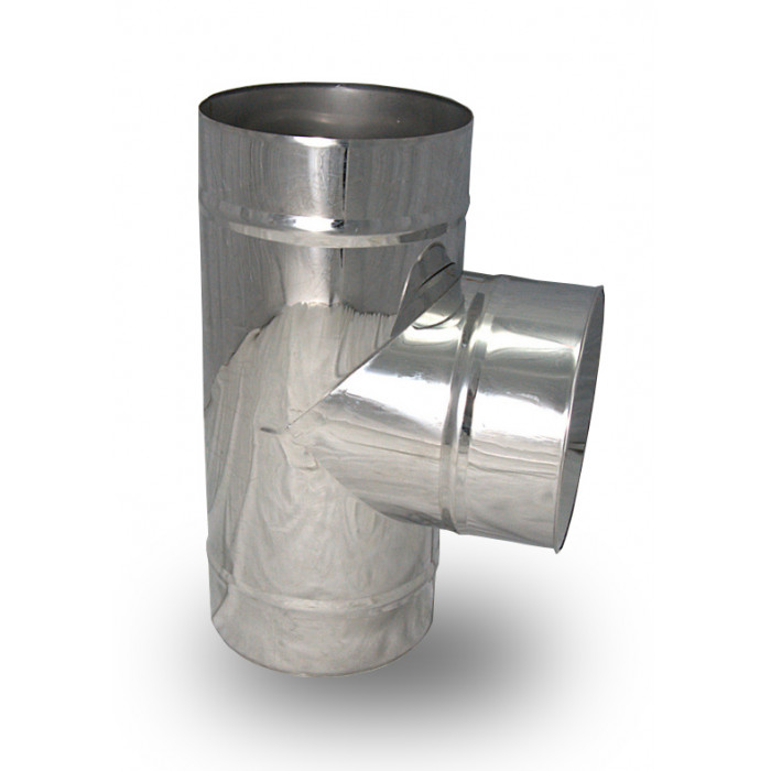 RVS enkelwandig rookkanaal T-stuk 90 graden Ø125mm | 123rookkanaal