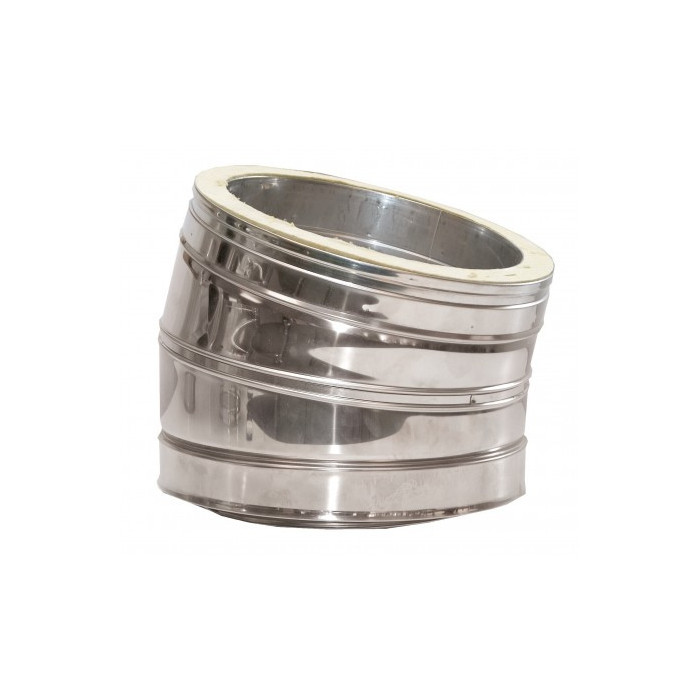 DINAK DW bocht 15 graden dubbelwandig rookkanaal Ø130mm | 123rookkanaal